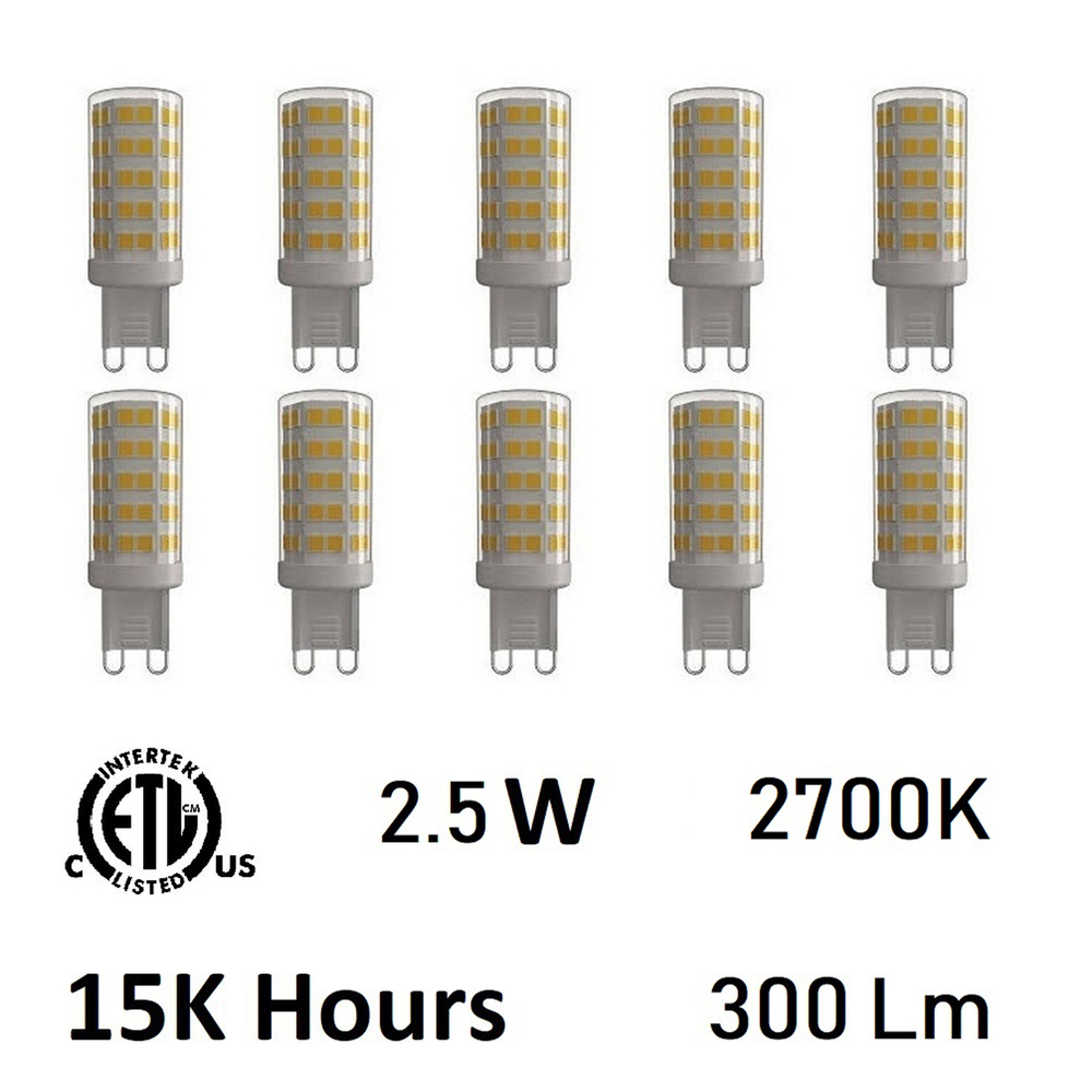 2.5 Watt G9 LED Bulb 3000K Set of 10