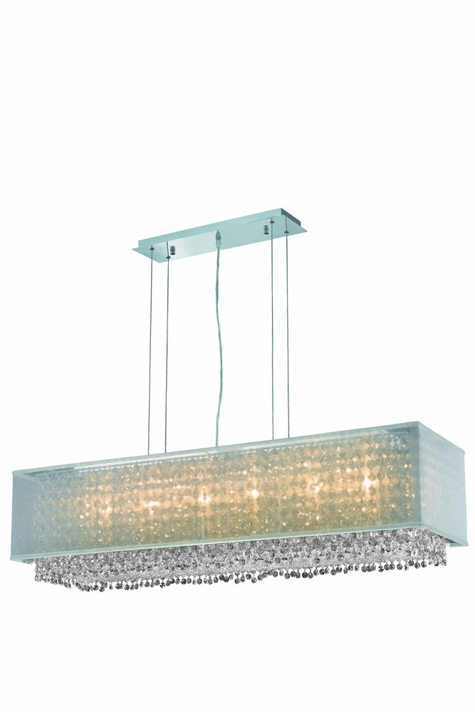 1691 Moda Collection Hanging Fixture w/ Silver Fabric Shade L41in W12in H11in Lt:6  Chrome Finish S