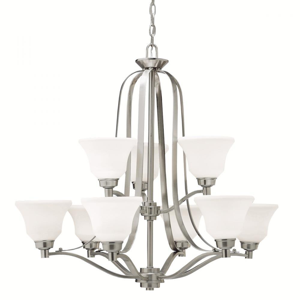 Langford 9 Light Chandelier with LED Bulbs Brushed Nickel