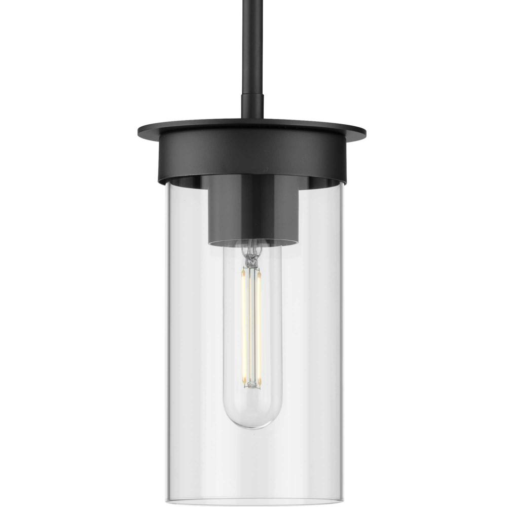Kellwyn Collection One-Light Brushed Nickel and Clear Glass Transitional Style Hanging Mini-Pendant