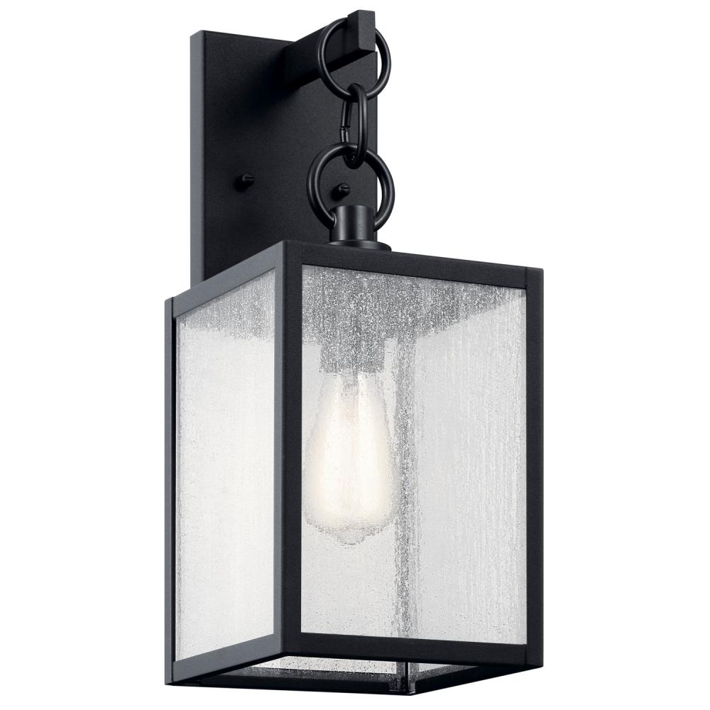 Lahden 17" 1 Light Outdoor Wall Light with Clear Seeded Glass in Textured Black
