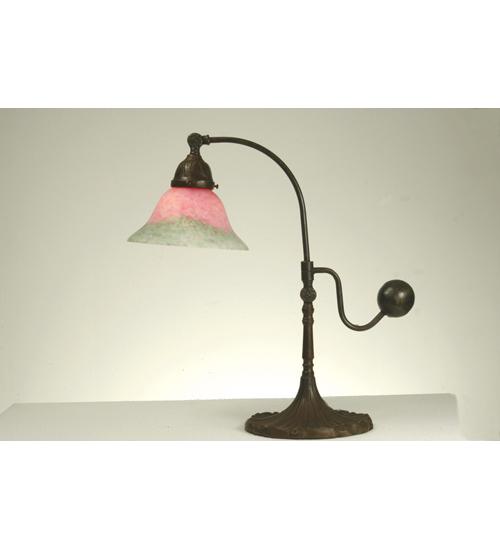 19" High Counter Balance Pink and Green Pate-De-Verre Accent Lamp