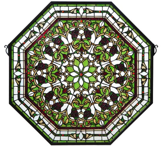 25"W X 25"H Floral Stained Glass Window