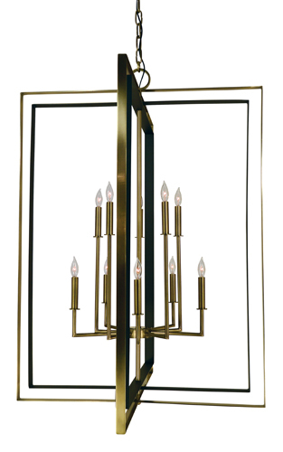 10-Light Antique Brass/Matte Black Symmetry Foyer