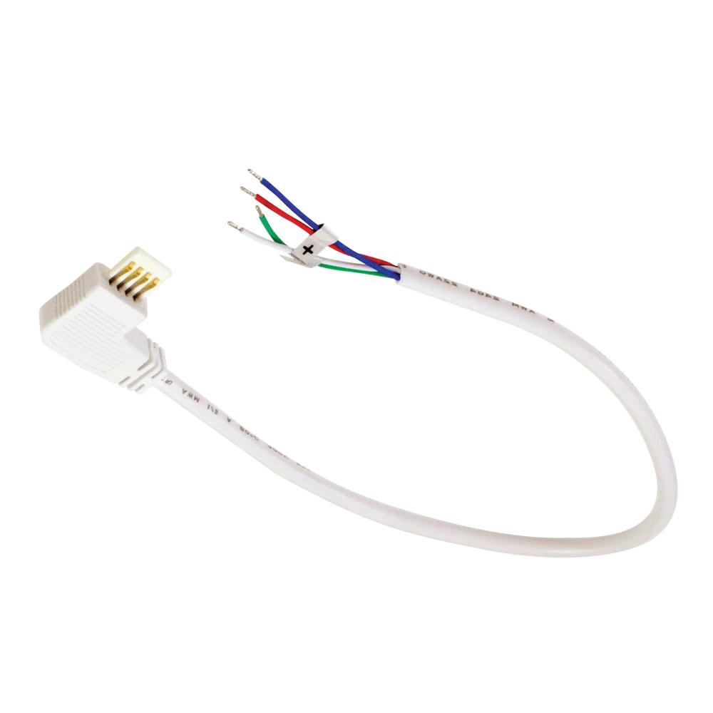 12" Side Power Line Cable Open Wire for Lightbar Silk, Right, White