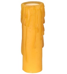 [118642] 1.25"W X 4"H Poly Resin Honey Amber Flat Top Candle Cover