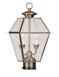 [2284-01] 2 Light AB Outdoor Post Lantern