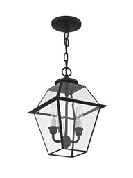 [2285-04] 2 Light Black Outdoor Chain Lantern