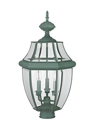 [2354-06] 3 Light Verdigris Outdoor Post Lantern
