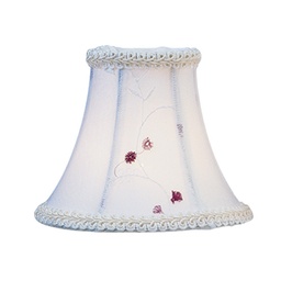[S221] White Embroidered Floral Silk Bell Clip Shade