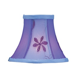 [S222] Violet Embroidered Floral Silk Bell Clip Shade