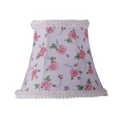 [S273] White Floral Print Bell Clip Shade with Fancy Trim