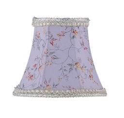 [S274] Sky Blue Floral Print Bell Clip Shade with Fancy Trim