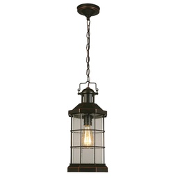 [202873A] 1x60W Outdoor Pendant w / Oil Rubbed Bronze Finish and Clear Seeded Glass