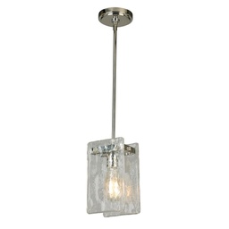 [203995A] 1x60W Mini Pendant w/ Polished Nickel Finish & Clear Hand Sculpted Glass