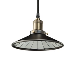 [810011] Vintage 1-Light Brass Shade with Mirrored Reflector Mini Pendant, Pewter Finish